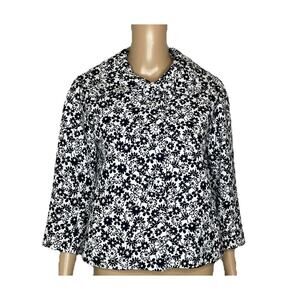 Women’s 6 Sara Campbell Black Floral Cropped Blazer Cotton